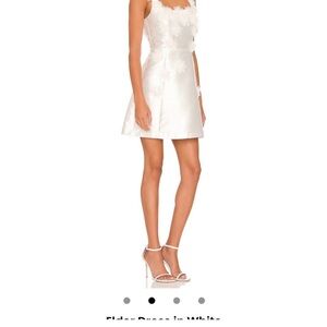 Elliat Elegant White Sleeveless Mini Dress with Lace Appliqué bridal size medium